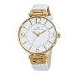 AK Anne Klein Women's 109168WTWT Gold-Tone Round White Leather Strap Watch