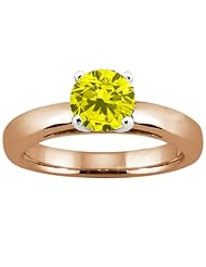 0.80 Ct Round Canary SI1/SI2 Diamond 18K Rose Gold Solitaire Ring
