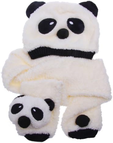 2pcs Toddler Infant Unisex Girl Boy Baby Hat Cap Beanie+Scarf Panda Cartoon (Lighht Yellow)