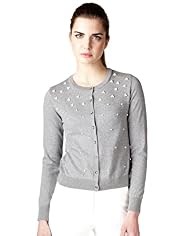 Limited Collection Pure Cotton Faux Pearl Embellished Cardigan