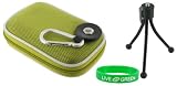 Young Micro Hard Nylon (Green) Case and Tripod for Canon Powershot SD990IS Digital Camera Silver