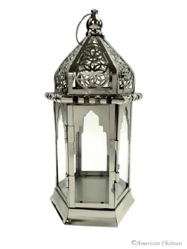 10 Hanging Moroccan Silver Candle Lantern