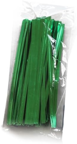 1000 Pcs 4" Metallic Twist Ties for Poly Bags, Bread, Plastic, Cello, Crafts Green