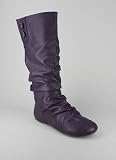 Flat Button Trim Leatherette Boot