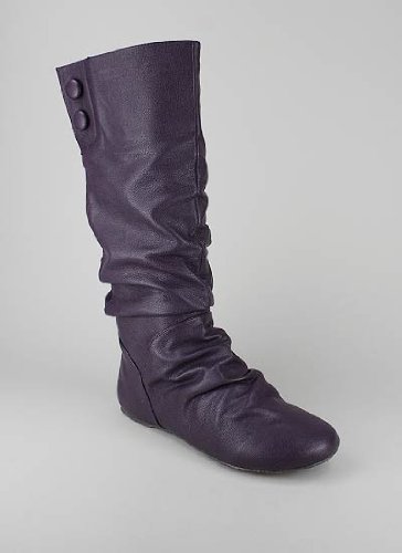 Flat Button Trim Leatherette Boot