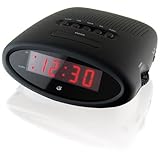 GPX C200B AM/FM Clock Radio with Alarm and Red LED Display (Black)