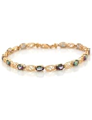 10k Yellow Gold Oval Mystic Topaz Dainty Antique Like Bracelet