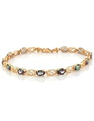 14k Yellow Gold Oval Mystic Topaz Dainty Antique Like Bracelet