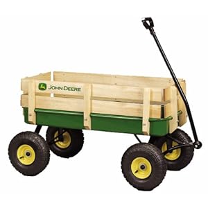 John Deere - 36" Steel Wagon With Wooden Stake Sides