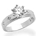 Cheap 14K White Gold Engagement Ring 1ctw CZ Cubic Zirconia Round Solitaire W/ Four Stone Accent Ring On Sale