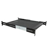 StarTech.com 19-Inch Vented Adjustable Depth Sliding Server Rack Cabinet Shelf UNISLDSHF19 (Black)