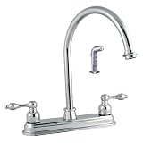 LDR 950-32507CP Exquisite Victorian Double-Handle Centerset Kitchen Faucet with Side Sprayer, Chrome