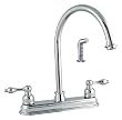 LDR Exquisite Victorian Double-Handle Centerset Kitchen Faucet with Side Sprayer, Chrome #950-32507CP