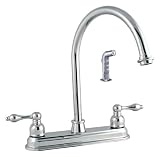 LDR 950-32507CP Exquisite Victorian Double-Handle Centerset Kitchen Faucet with Side Sprayer, Chrome