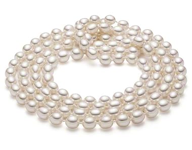 HinsonGayle Glamour Collection Handpicked White 8.0-8.5mm Cultured Pearl Rope Necklace (48 Inches)