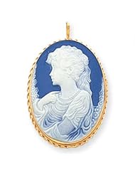 14k Gold Porcelain Cameo Pendant/Pin