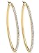 Jstyle Women's Stainless Steel Gold Tone Hoop Earrings for Girls Oval Rhinestone Piercing 30MM