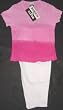 Dip Dye T-Shirt and Capri Set in Pink/White