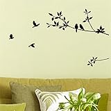 1 X Birds Flying Black Tree Branches Wall Sticker Vinyl Art Decal Mural Home Decor