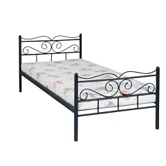 Einzelbett Metallbett Jeanette 90x200 cm, schwarz