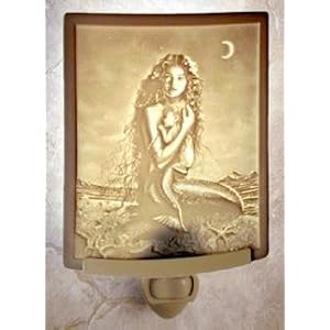 Mermaid and Child by David Delamare Porcelain Lithophane Night Light by The Porcelain Garden