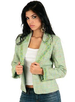 Classic Woman Pastel Tweed Fitted Blazer