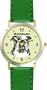 Bulldog (MS) Dog - WATCHBUDDY� DESIGNER DELUXE TWO-TONE THEME WATCH - Arabic Numbers-EMERALD ISLE STYLE - Light Green Dial with Green Leather Strap-Children's Size-Small ( Boy's Size & Girl's Size )