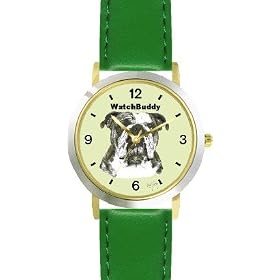 Bulldog (MS) Dog - WATCHBUDDY� DESIGNER DELUXE TWO-TONE THEME WATCH - Arabic Numbers-EMERALD ISLE... by WatchBuddy