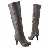 Damen Schuhe, STIEFEL, 2 in 1 STIEFELETTEN, AM28A, Synthetik in hochwertiger Leder Optik, Grau, Gr 35