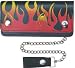 Trucker Wallets - Long Leather Chain Wallet with Flames Design