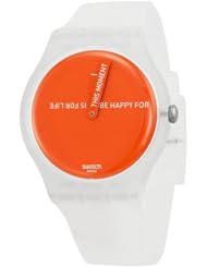 Swatch This Moment Orange Dial White Silicone Strap Unisex Watch SUOW106