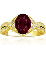 18K Yellow Gold Oval Cut Ruby Ring With Sidestones