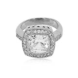Cushion Cut CZ Ring- White Gold Filled Cubic Zirconia Engagement Ring by gemgem Jewelry