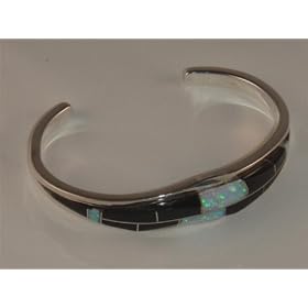 Black Onyx Jewelry Opal Sterling Silver Bracelet - BR-0022 by 