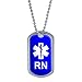 RN Nurse Star of Life - Blue - Military Dog Tag Keychain
