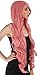 Charming Long Curly Halloween Pink Wig Full Hair Wigs for Women w/ Free Wig Cap