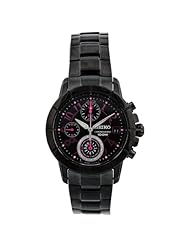 Seiko Chronograph Black Dial Black Ion-plated Ladies Watch SNDY83