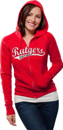 Rutgers Scarlet Knights Women's Distressed Tail Sweep Full Zip Hooded Sweatshirt