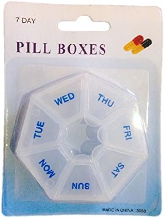 Travel Size 7 Day Pill, Medicine, Vitamin Round Box Organizer