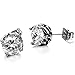 AmyRT Unisex Titanium Steel Round Cubic Zirconia Stud Earrings