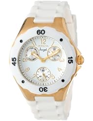 Invicta Womens 0718 Angel Collection Gold-Plated White Polyurethane Watch