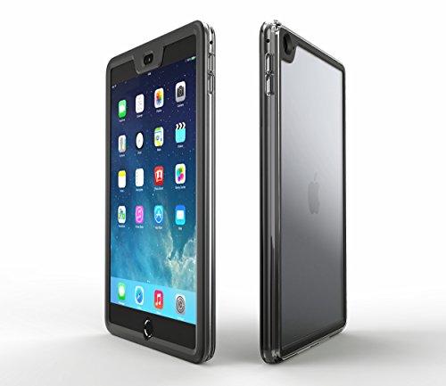 iPad Mini Case, Apple iPad Mini 2 Case, iPad Mini 3 Case Cover, rooCASE Gelledge Slim Fit Complete Full Body Coverage Clear Back Hybrid Case Black