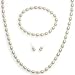 Sterling Silver White Freshwater Cultured Rice Pearl 6-7mm Necklace, Bracelet and Stud Earrings Set