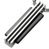 Contemporary Mens Stainless Steel Pendant with Faux Onyx
