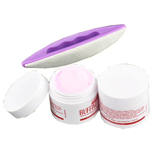 Beauties Factory 2 x Nail Art Buffing Cream Buffer Set Varnish Manicure
