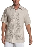 Cubavera Men's Short Sleeve Linen Shirt With Embroidery,Natural
Linen,Large