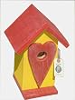 Funky Randy Birdhouse Big Rustic Yellow Birdhouse Red Heart Usable Unique House R-105