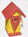 Funky Randy Birdhouse Big Rustic Yellow Birdhouse Red Heart Usable Unique House R-105