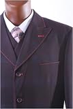 Mecca - Men's Superior 150's Single Breasted 4 Button Burgundy Plaid Vested Dress Suit with Wide Leg Pants