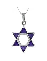 SMALL AMETHYST CUBIC ZIRCONIA AND STERLING SILVER STAR OF DAVID PENDANT